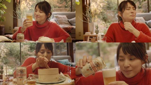 石田ゆり子 キリン一番搾り CM 石田ゆり子 冬支度篇。「寒さに、備えて